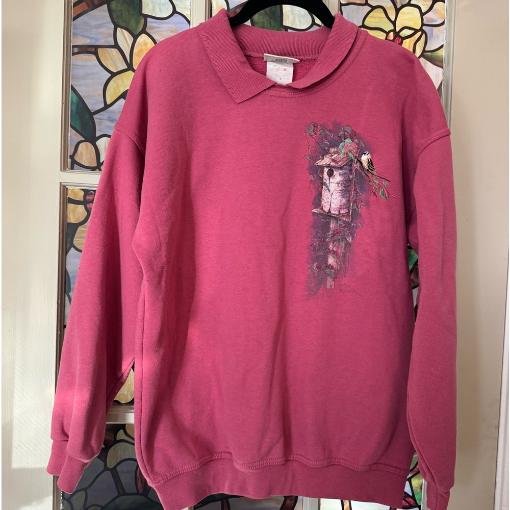 Vintage Northern Reflections Sweatshirt, Birdhouse Embroidery, Size-Medium-ish